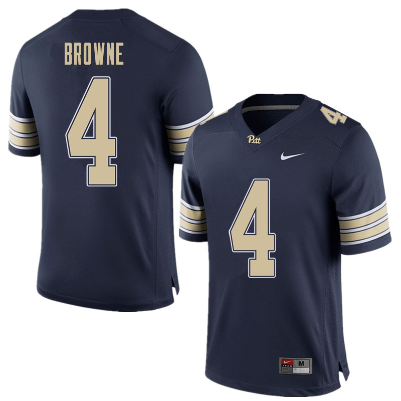 Men #4 Max Browne Pittsburgh Panthers College Football Jerseys Sale-Home Blue